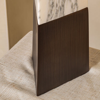Perona Table Lamp | 91 High, Bronze & Calacatta Marble Base
