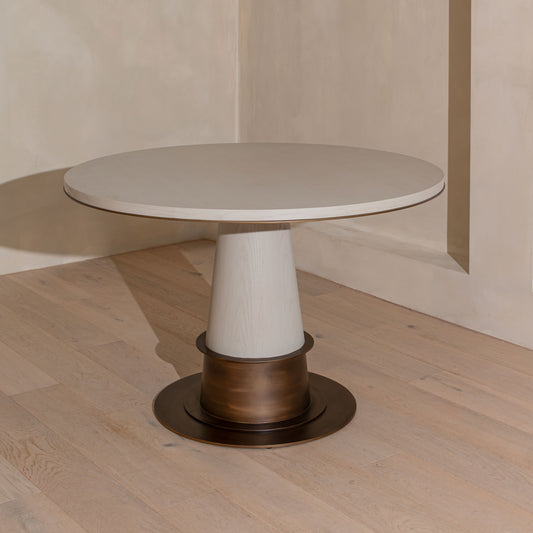 Ryecroft Round Dining Table | 120cm, Bronze & White Wash