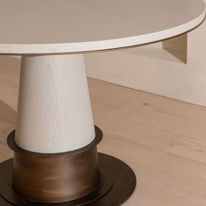Ryecroft Round Dining Table | 120cm, Bronze & White Wash