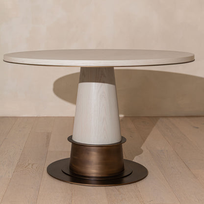 Ryecroft Round Dining Table | 120cm, Bronze & White Wash
