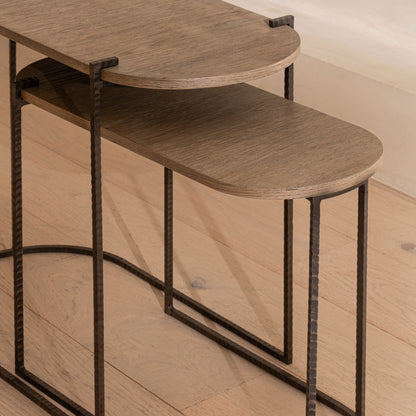 Revera Nesting Side Tables | Aged Oak & Iron