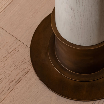 Ryecroft Side Table | 350 Diameter, Bronze & White Wash Oak