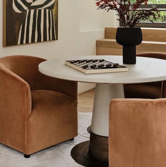 Ryecroft Round Dining Table | 120cm | Bronze & White Wash