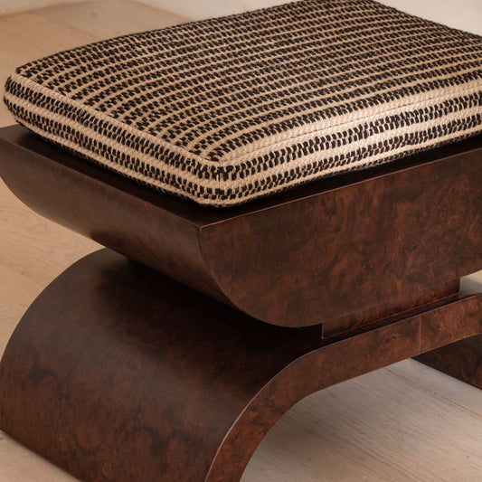 Brussels Tailored Burl Stool | Dark Brown