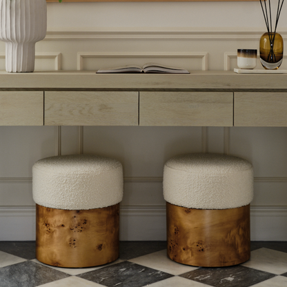 Thornhill Burl Stool | 40 Wide | Light Burl
