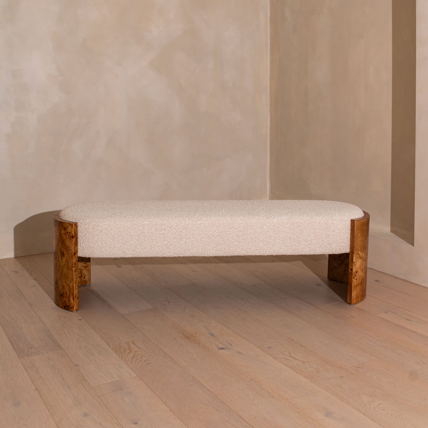Bently Burl Bench | 120cm, Light Burl
