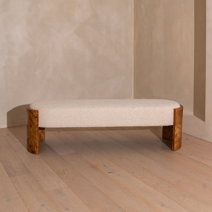 Bently Burl Bench | 120cm, Light Burl