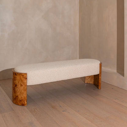 Bently Burl Bench | 120cm, Light Burl