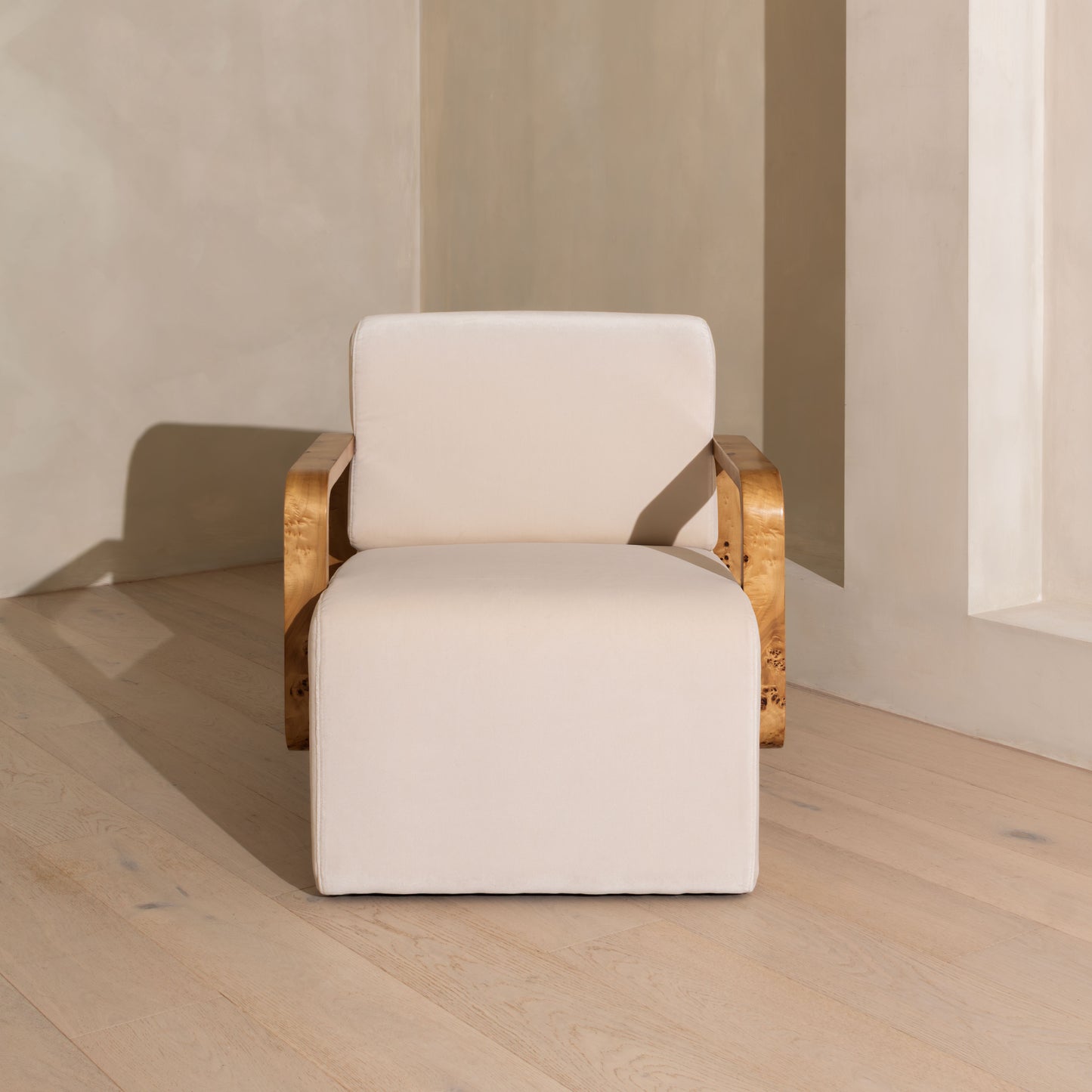 Thornhill Burl Armchair & Footstool | Light Burl