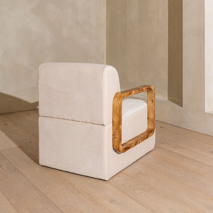 Thornhill Burl Armchair & Footstool | Light Burl