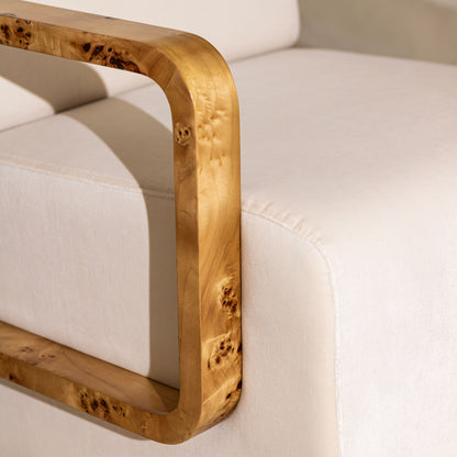 Thornhill Burl Armchair & Footstool | Light Burl