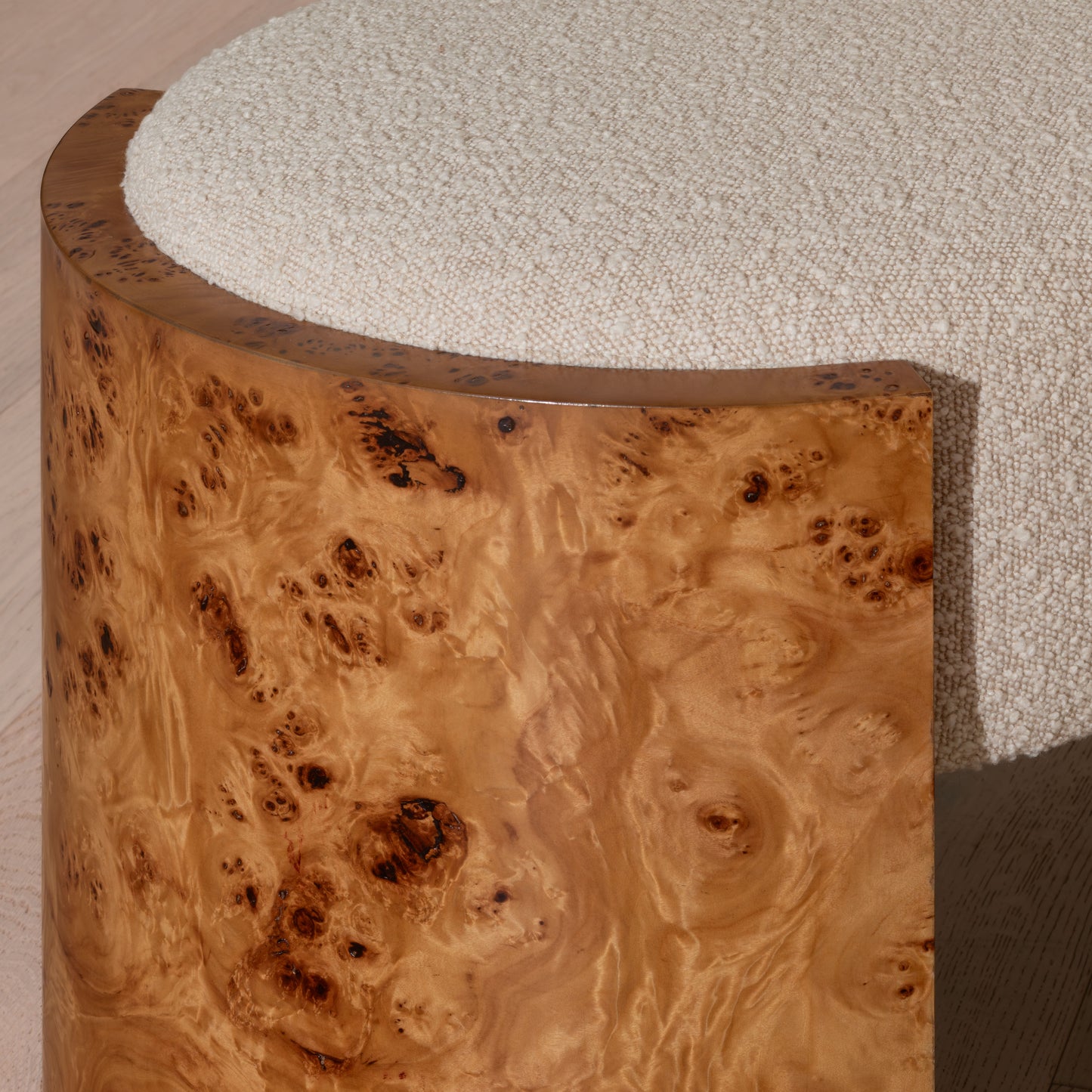 Bently Burl Bench | 120cm, Light Burl