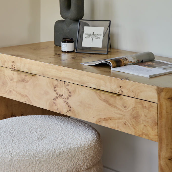 Thornhill Burl dressing table with 2 soft close drawers