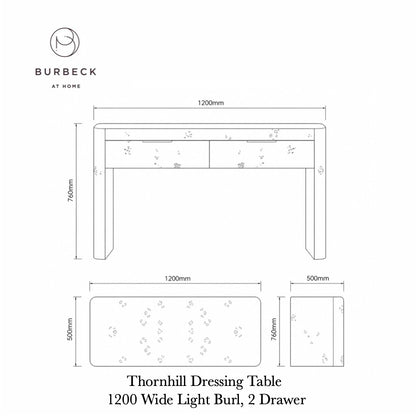 Thornhill Dressing Table | 1200 Wide Light Burl, 2 Drawer