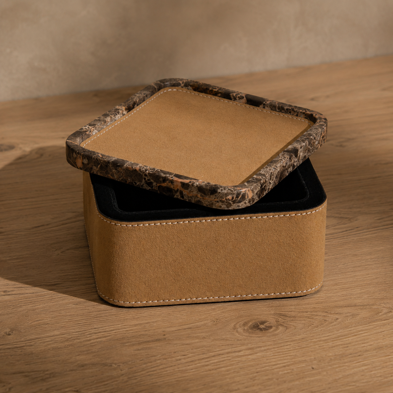 Clarris Storage Box | Marble & Suede