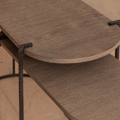 Revera Nesting Side Tables | Aged Oak & Iron